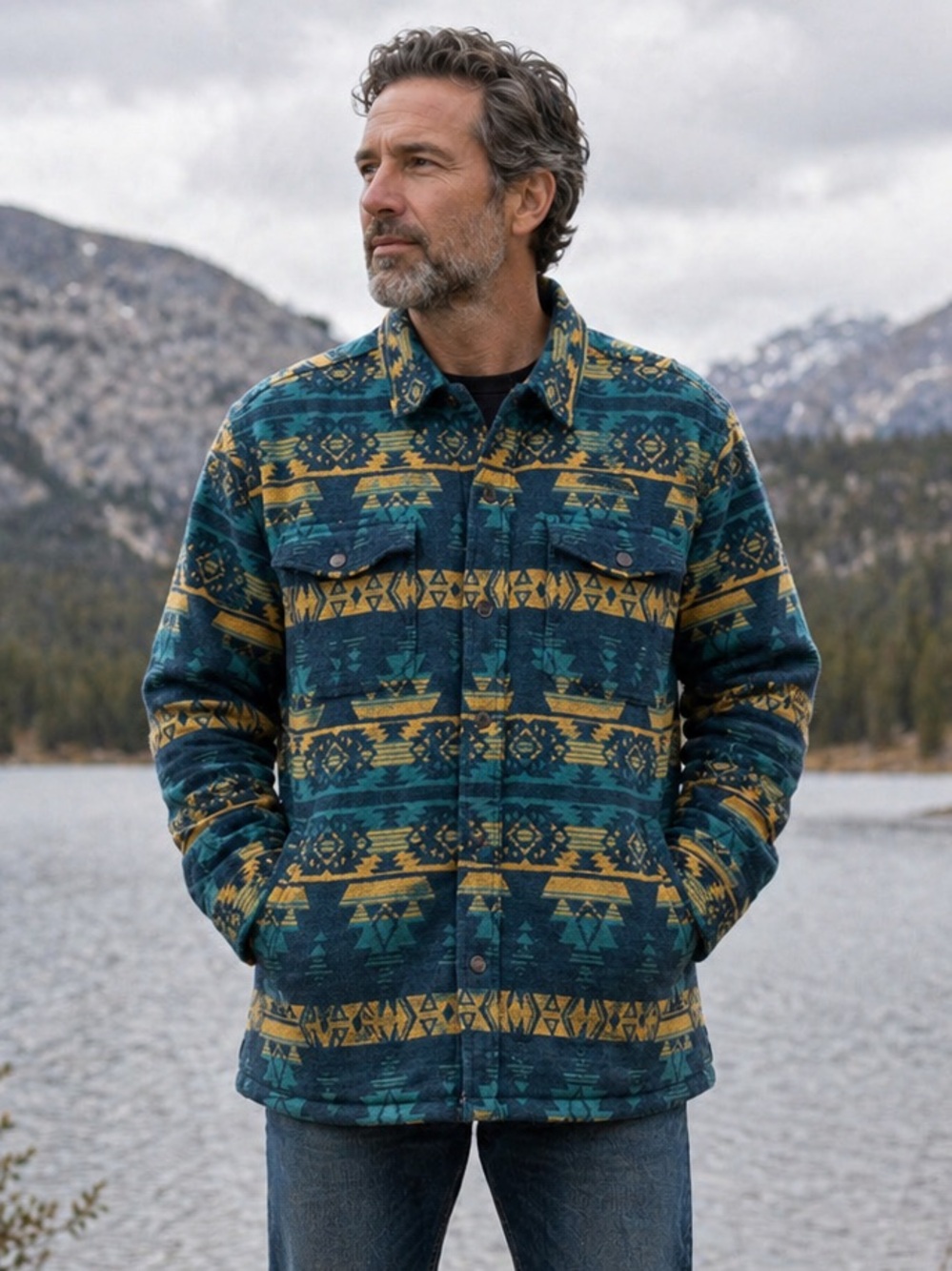 Duluth Trading Co Western Aztec Men’s Jacket Large Quilted lining